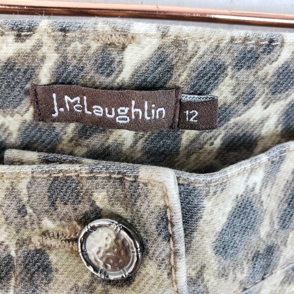 J. McLaughlin Baxter Jeans Cheetah Leopard Skinny Stretch Zipper Pants Size 12 - Picture 5 of 13